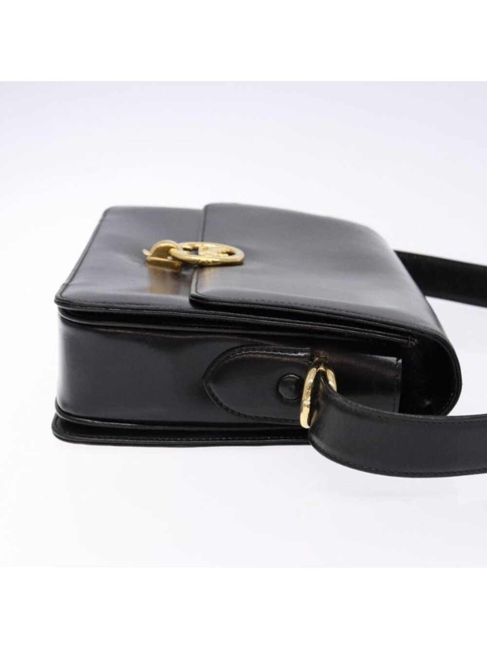 Authentic CELINE Horse Carriage Shoulder Bag Leather Black Gold - Picture 11 of 16